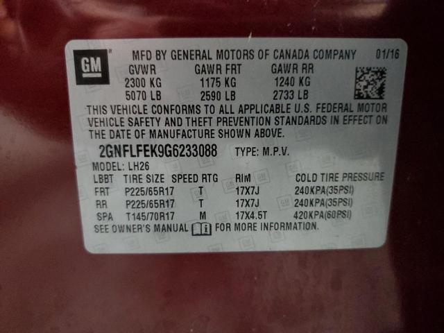 2016 CHEVROLET EQUINOX LT 2GNFLFEK9G6233088
