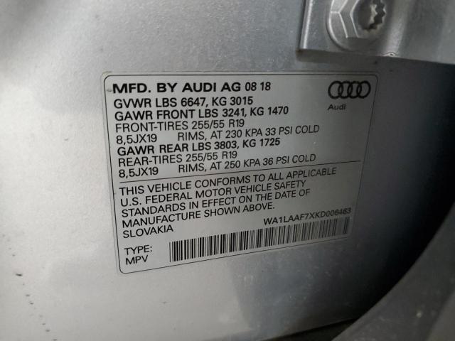 2019 AUDI Q7 PREMIUM PLUS WA1LAAF7XKD006463