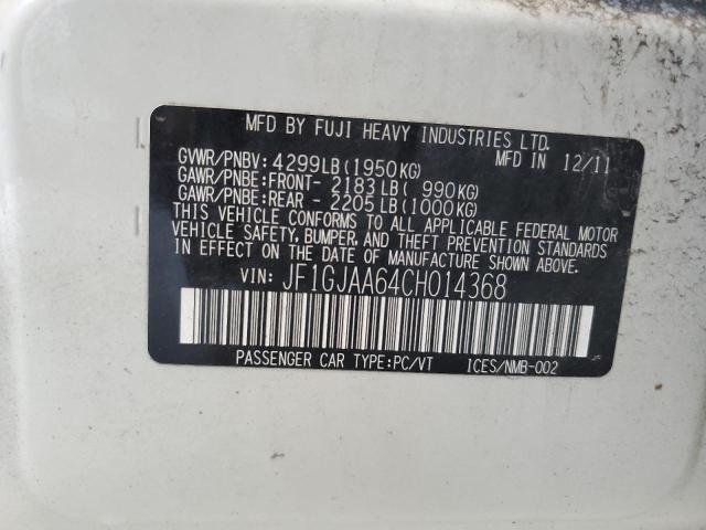 2012 SUBARU IMPREZA - JF1GJAA64CH014368