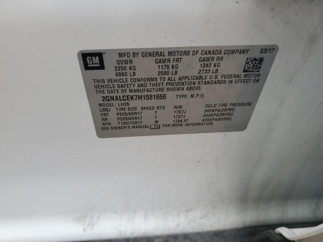 2017 CHEVROLET EQUINOX LT 2GNALCEK7H1581656