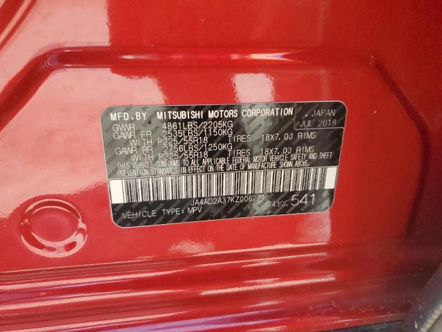 2019 MITSUBISHI OUTLANDER - JA4AD2A37KZ006271