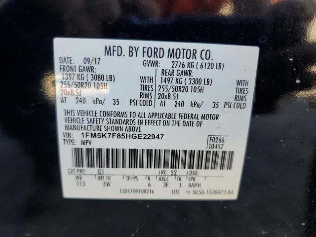 2017 FORD EXPLORER L - 1FM5K7F85HGE22947