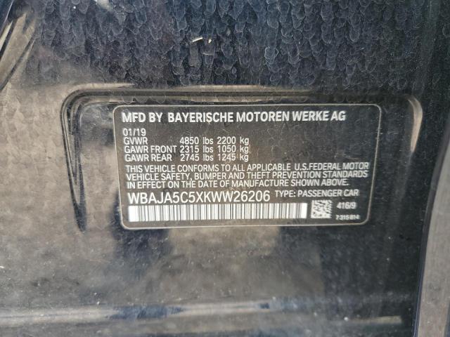 2019 BMW 530 I WBAJA5C5XKWW26206