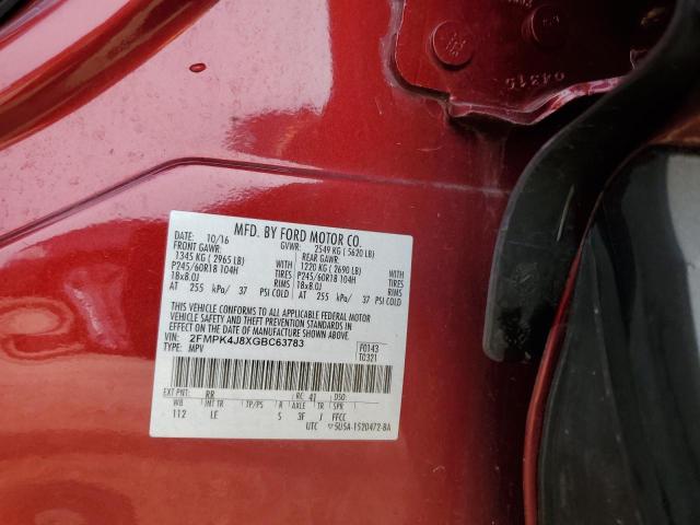 2016 FORD EDGE SEL 2FMPK4J8XGBC63783