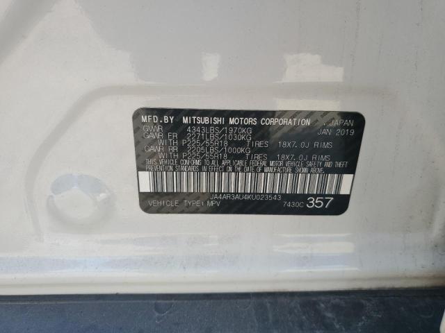 2019 MITSUBISHI OUTLANDER - JA4AR3AU4KU023543
