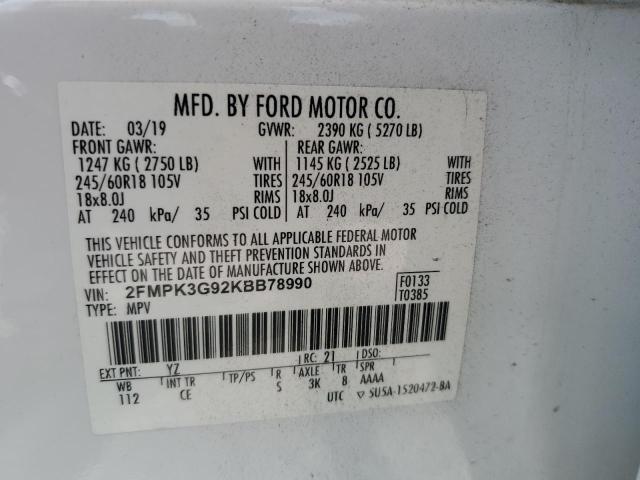2019 FORD EDGE SE 2FMPK3G92KBB78990