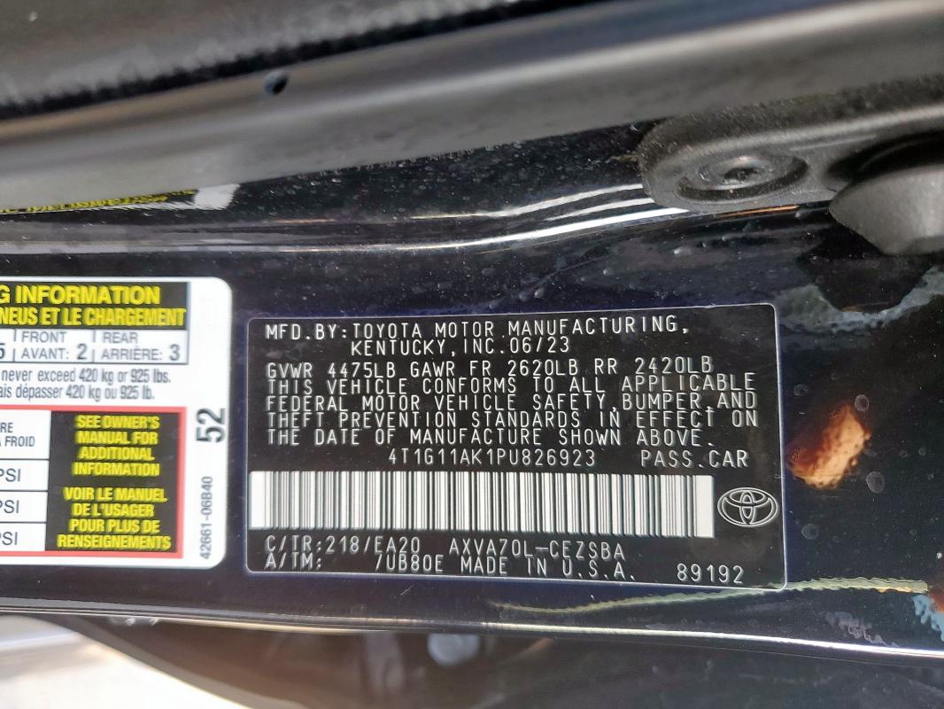 2023 TOYOTA CAMRY SE N - 4T1G11AK1PU826923