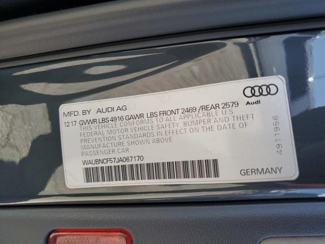 2018 AUDI A5 PREMIUM WAUBNCF57JA067170