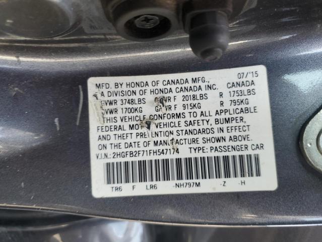 2015 HONDA CIVIC SE 2HGFB2F71FH547174