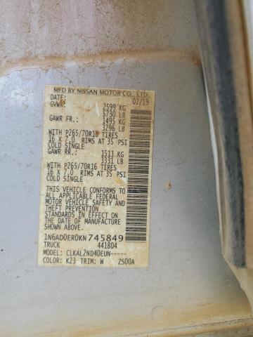2019 NISSAN FRONTIER S - 1N6AD0ER0KN745849