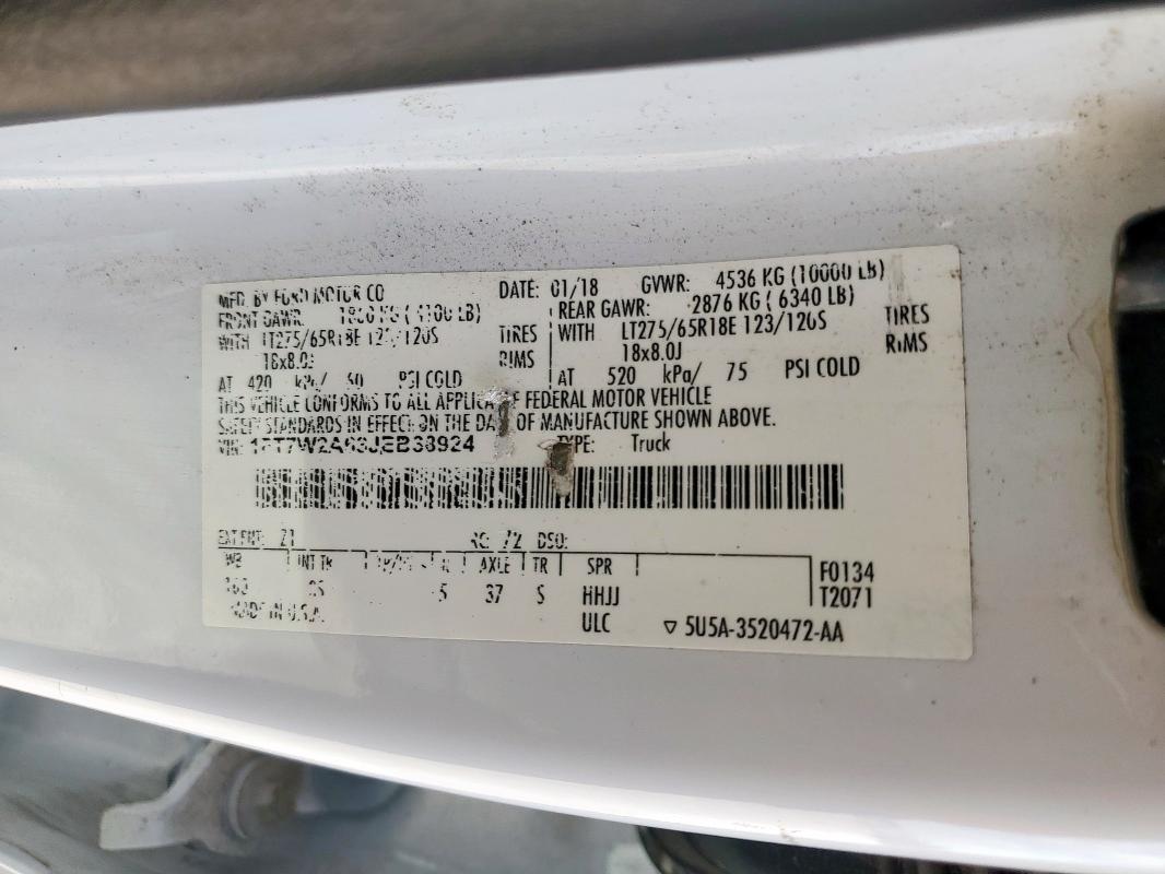 2018 FORD F250 SUPER 1FT7W2A63JEB38924