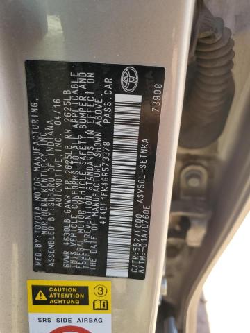 2016 TOYOTA CAMRY LE - 4T4BF1FK4GR573378