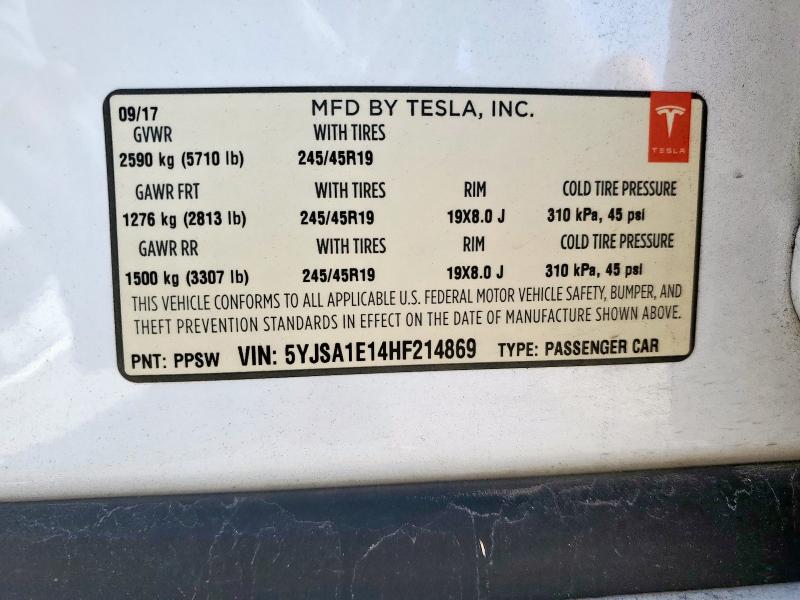 2017 TESLA MODEL S 5YJSA1E14HF214869