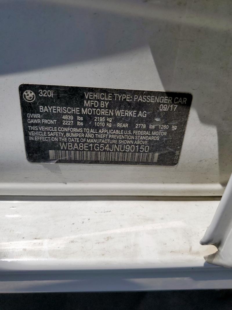 2018 BMW 320 I WBA8E1G54JNU90150