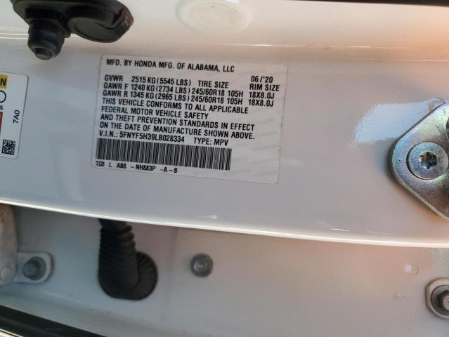 2020 HONDA PILOT EX 5FNYF5H39LB028334