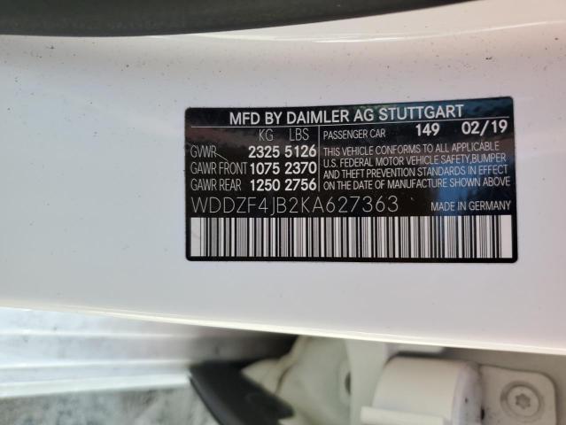 2019 MERCEDES-BENZ E 300 WDDZF4JB2KA627363