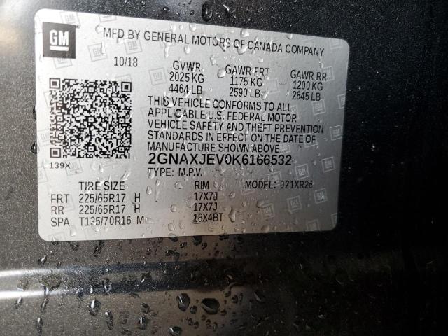 2019 CHEVROLET EQUINOX LT 2GNAXJEV0K6166532