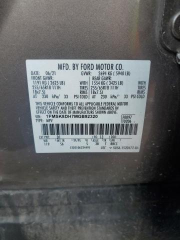 2021 FORD EXPLORER XLT 1FMSK8DH7MGB92320