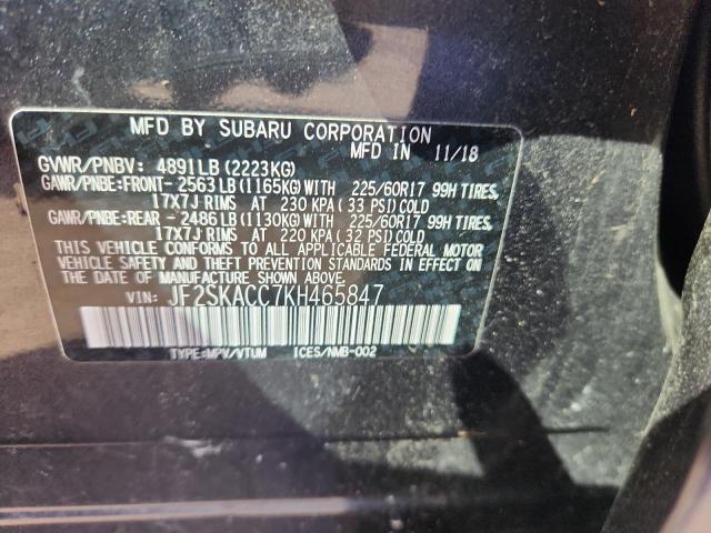 2019 SUBARU FORESTER JF2SKACC7KH465847