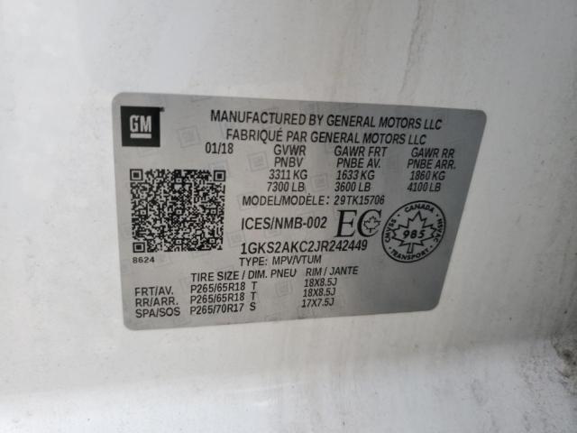 2018 GMC YUKON SLE 1GKS2AKC2JR242449