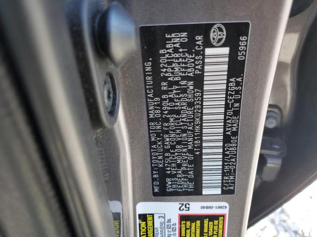 2019 TOYOTA CAMRY L 4T1B11HK9KU293597