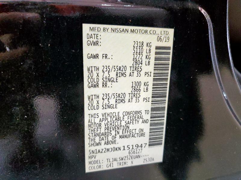 2019 NISSAN MURANO S 5N1AZ2MJ0KN151947