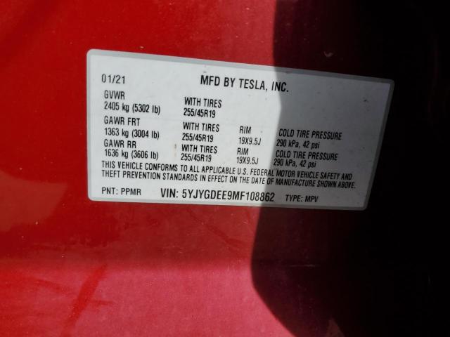 2021 TESLA MODEL Y 5YJYGDEE9MF108862