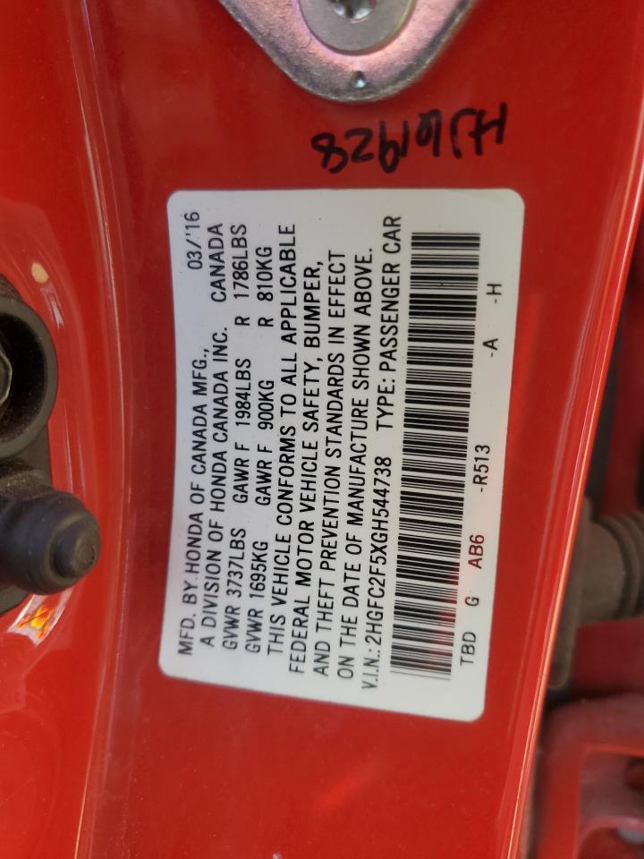 Lot #3312274776 2016 HONDA CIVIC LX