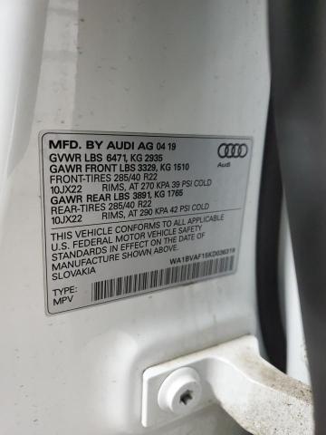 2019 AUDI Q8 PREMIUM WA1BVAF15KD036319