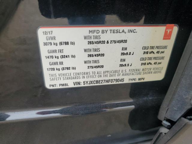 2017 TESLA MODEL X 5YJXCBE27HF079045