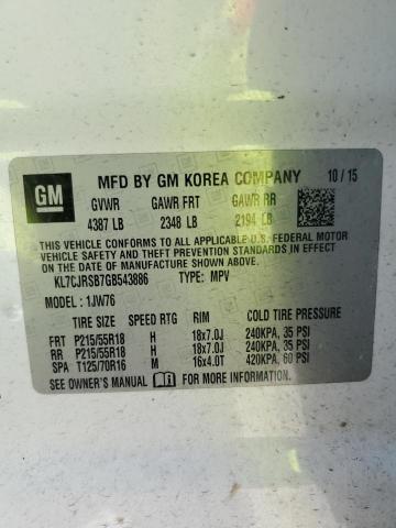 2016 CHEVROLET TRAX LTZ KL7CJRSB7GB543886