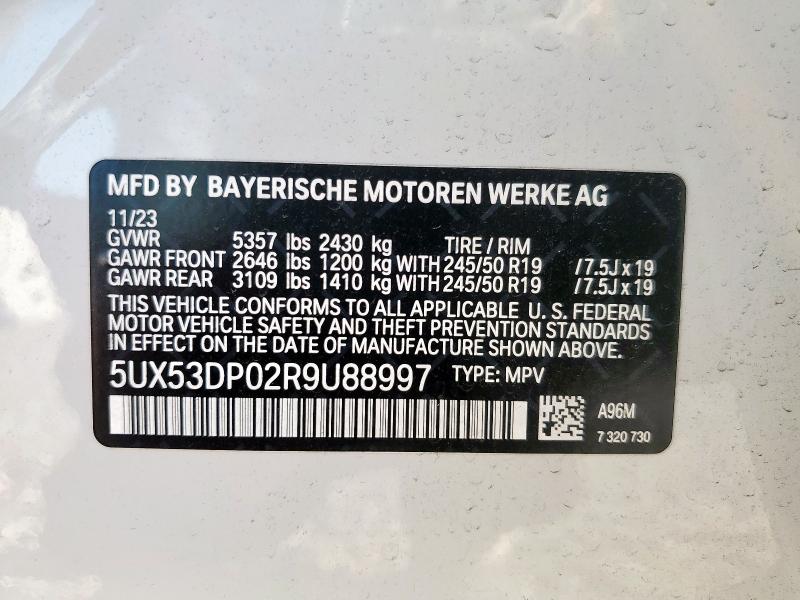 2024 BMW X3 XDRIVE3 5UX53DP02R9U88997