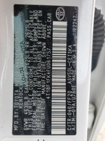 2015 TOYOTA CAMRY LE 4T1BF1FK4FU061757