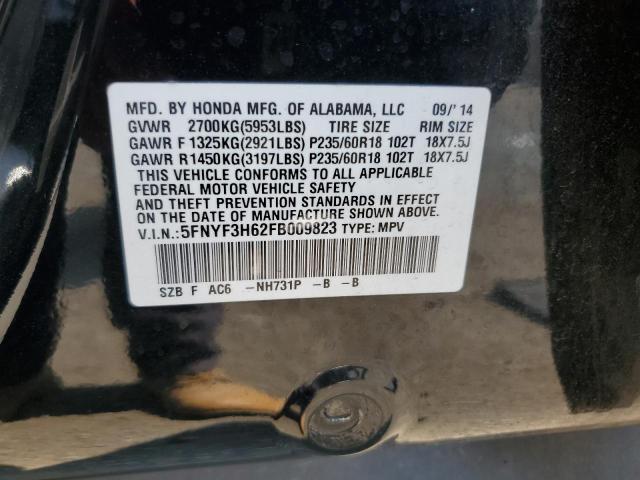 2015 HONDA PILOT EXL 5FNYF3H62FB009823