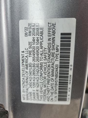 2022 HONDA PASSPORT EXL 5FNYF8H57NB024420