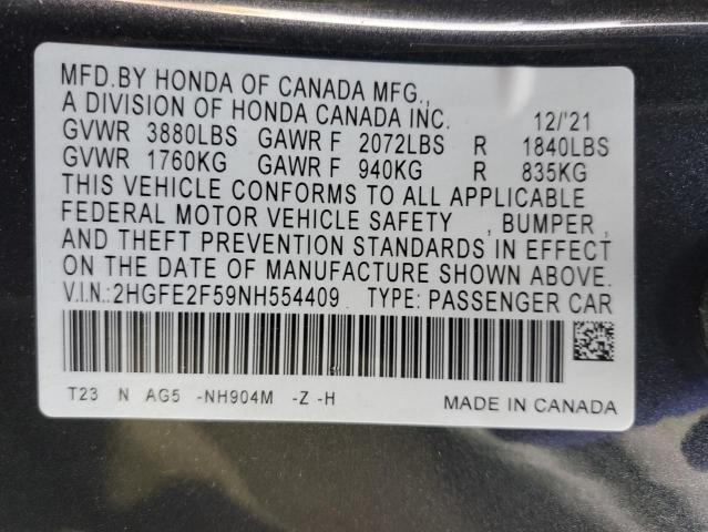 2022 HONDA CIVIC SPOR #3298084161