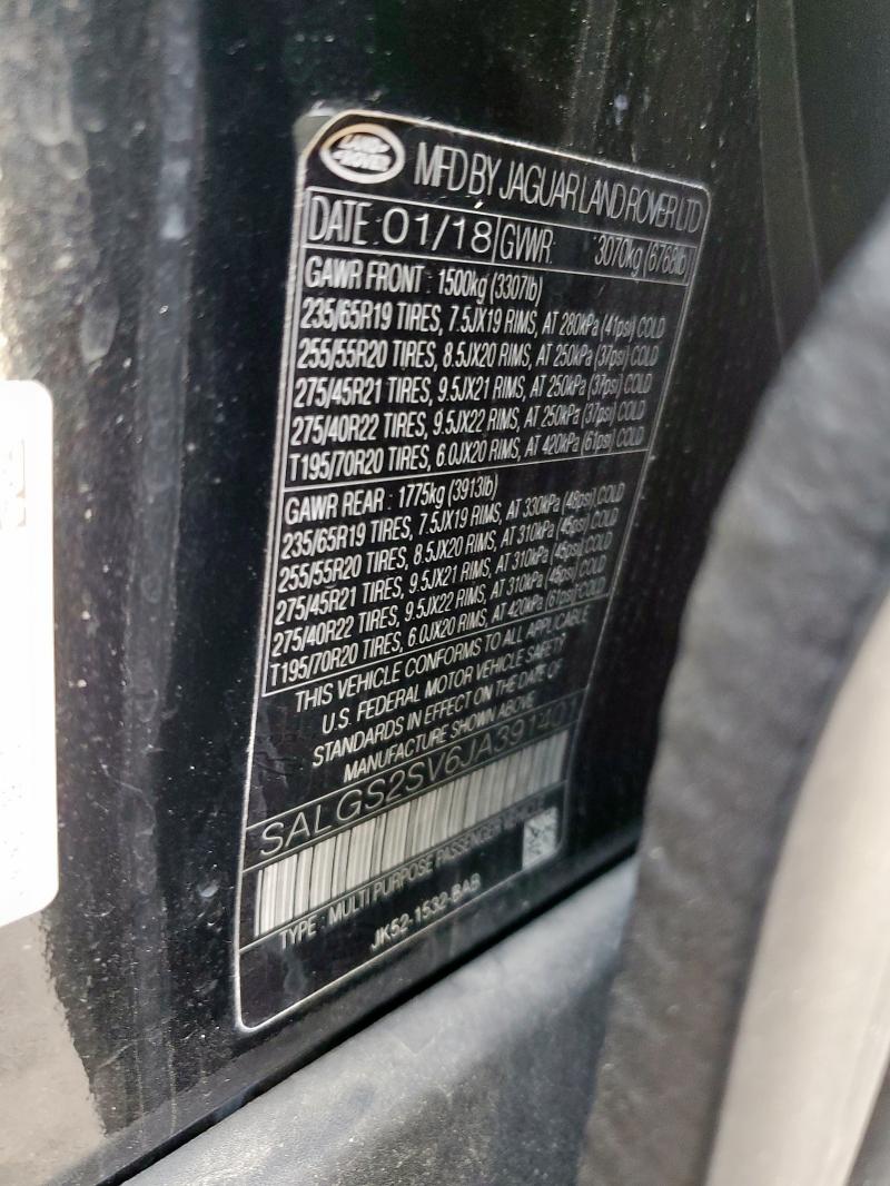 2018 LAND ROVER RANGE ROVE SALGS2SV6JA391401