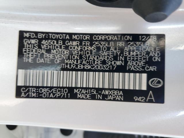 2019 LEXUS UX 250H JTHU9JBH8K2003217