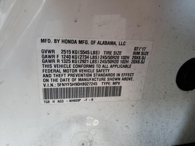 2017 HONDA PILOT TOUR 5FNYF5H90HB027245