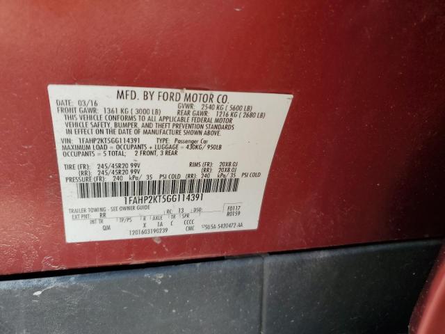2016 FORD TAURUS SHO 1FAHP2KT5GG114391