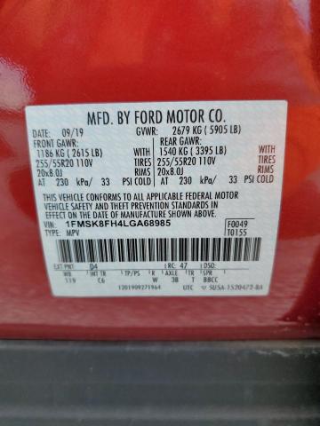 2020 FORD EXPLORER L - 1FMSK8FH4LGA68985