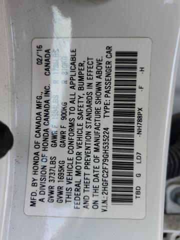 2016 HONDA CIVIC EX - 2HGFC2F79GH535224