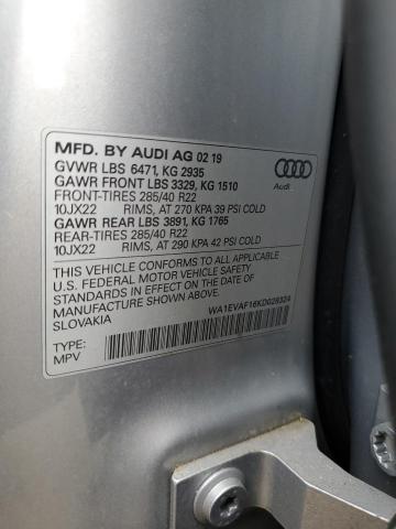 2019 AUDI Q8 PREMIUM WA1EVAF16KD028324