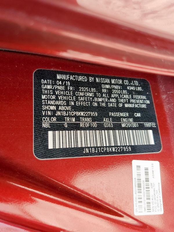 2019 NISSAN ROGUE SPOR - JN1BJ1CP8KW227959