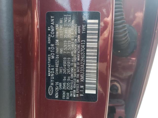 2017 HYUNDAI TUCSON LIM KM8J33A22HU370413