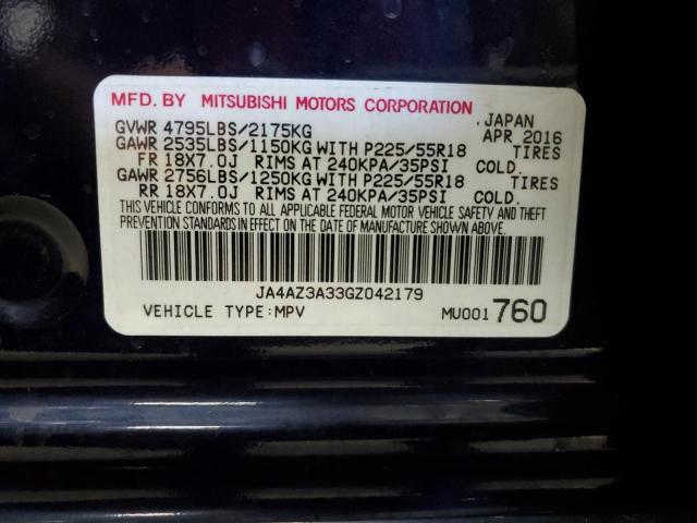 2016 MITSUBISHI OUTLANDER JA4AZ3A33GZ042179