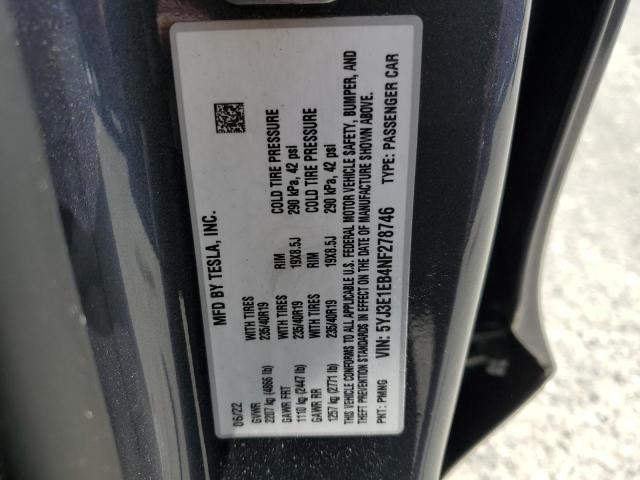 2022 TESLA MODEL 3 5YJ3E1EB4NF278746