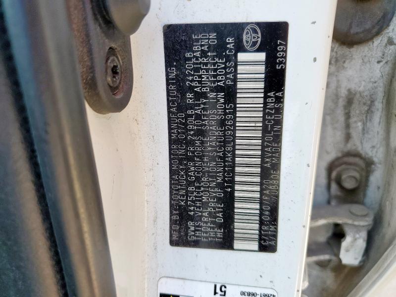 2020 TOYOTA CAMRY LE 4T1C11AK8LU926915
