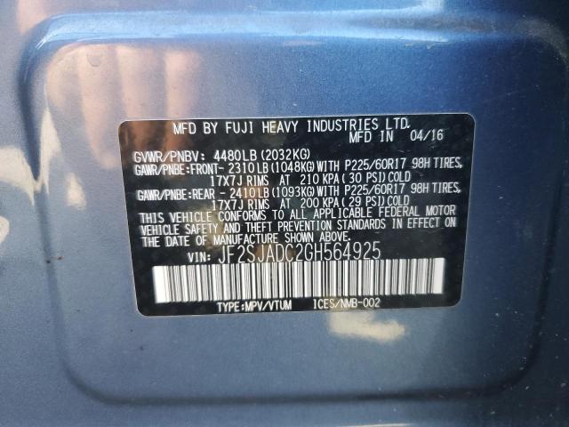 2016 SUBARU FORESTER 2 - JF2SJADC2GH564925