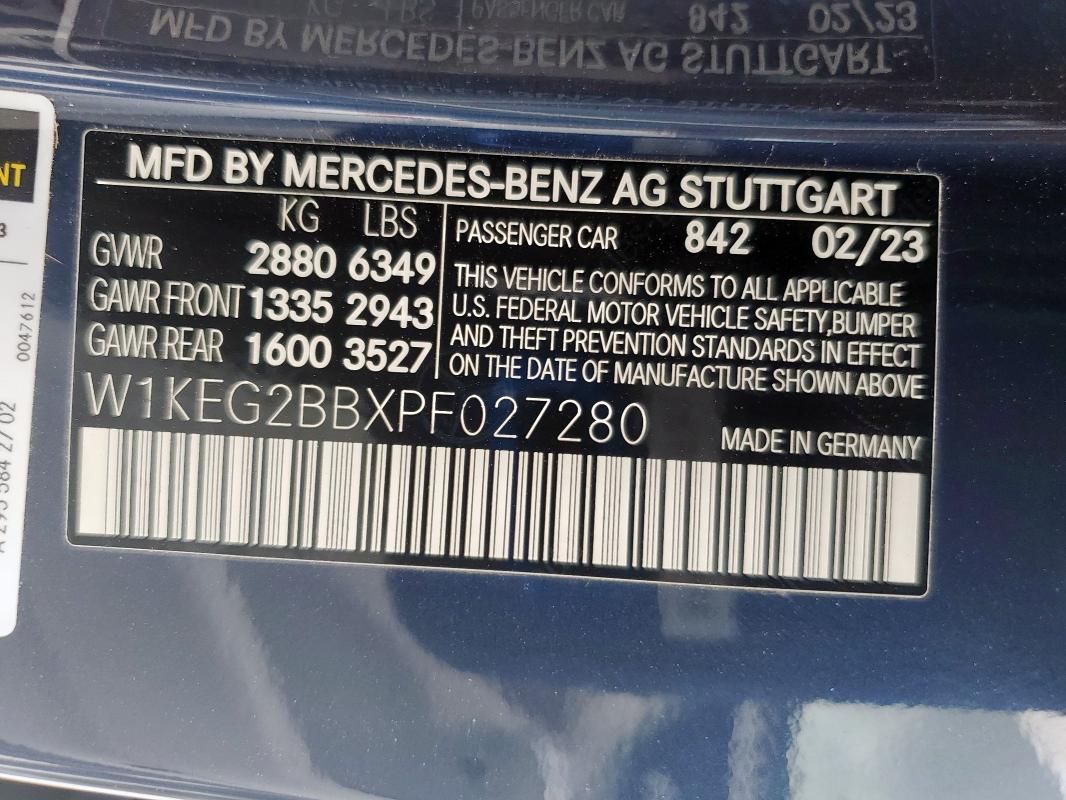 2023 MERCEDES-BENZ EQE SEDAN W1KEG2BBXPF027280